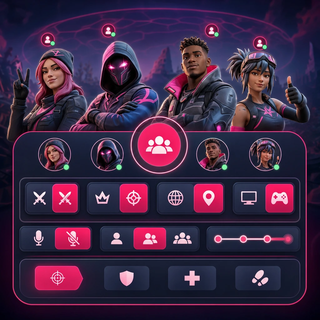 The right filters help players avoid random-fill mismatch. Fortnite squad finder filters for Zero Build, Ranked Fortnite, region, platform, and mic required