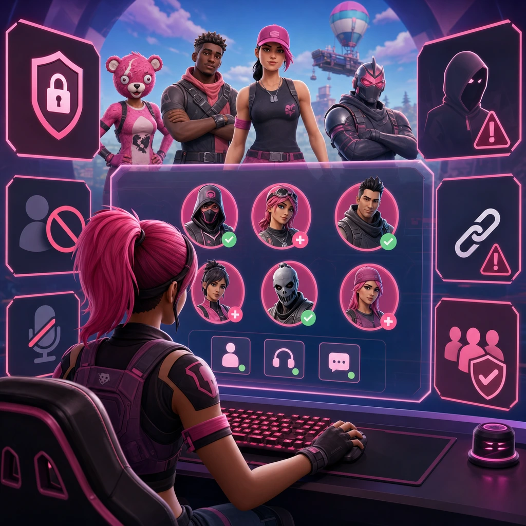 Safe squad finding starts before you join the party. Fortnite squad finder safety checklist for avoiding scams, toxic teammates, and account sharing risks