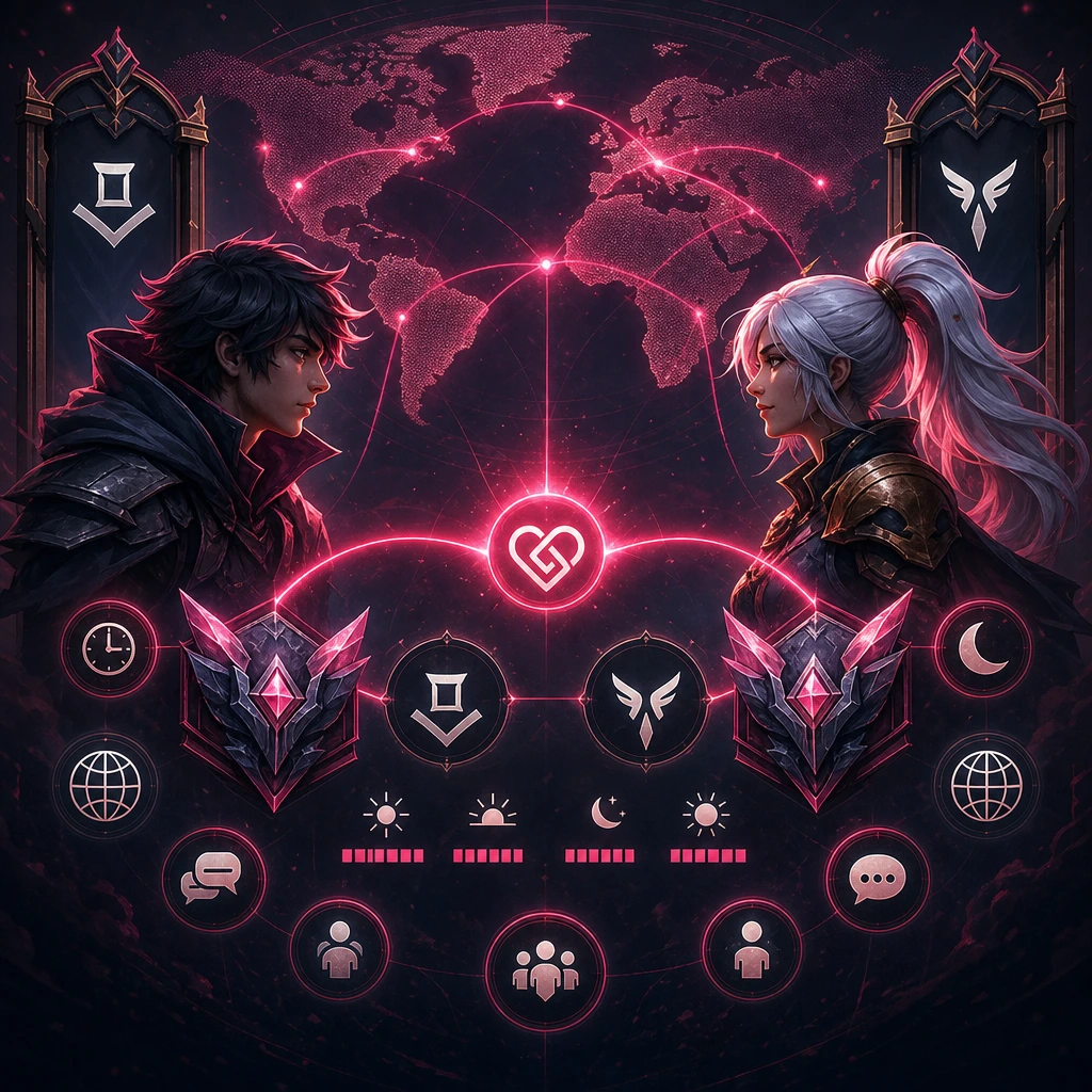 COYA connects League players who fit how and when they play. League of Legends Finder matching duo partners by rank, role, region, and playstyle on COYA