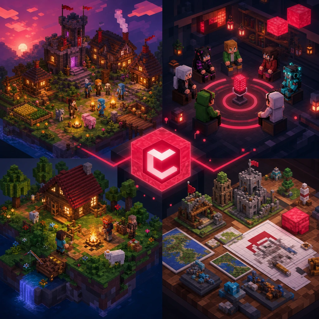 Different formats support different ways to connect, create, and play. Minecraft Communities compared across SMP servers, live social groups, Realms, and forums