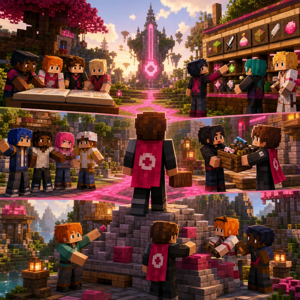 A clear path to the first game helps newcomers feel included. Minecraft Communities onboarding flow for welcoming and retaining new server members